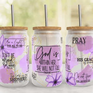 Faith & Grace Floral Libbey Glass Can